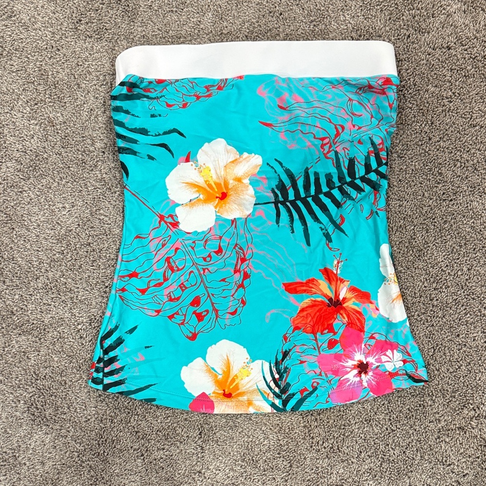 Hapari Turquoise Floral Strapless bathing suit tankini